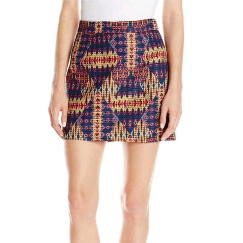 Sam Edelman Aztec Tribal  Embroidered Beaded Geometric Mini Skirt Size 6